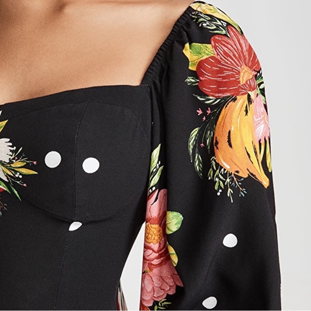 Farm Rio Nanaju Floral Mini tropical Bold Dress in Black Multi Pinks Orange XS - Picture 9 of 10